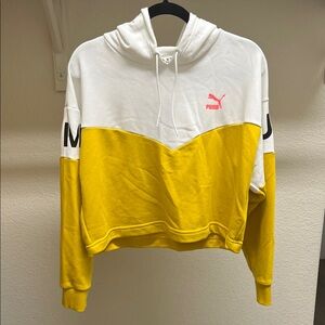 PUMA Women's Hoodie in White and Yellow